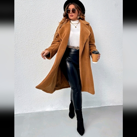 NWOT Teddy Long Coat Plus Size Shein - Picture 4 of 7